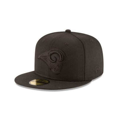 Los Angeles Rams Gorra | New Era NFL Black On Black 59fifty Fitted Cap Mexico - Negros